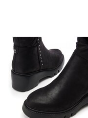 Moda in Pelle Halsey Rouched Wedge Long Black Boots - Image 4 of 4