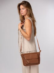 Cultured London Brown 'Orly' Leather Cross Body Bag - Image 6 of 6