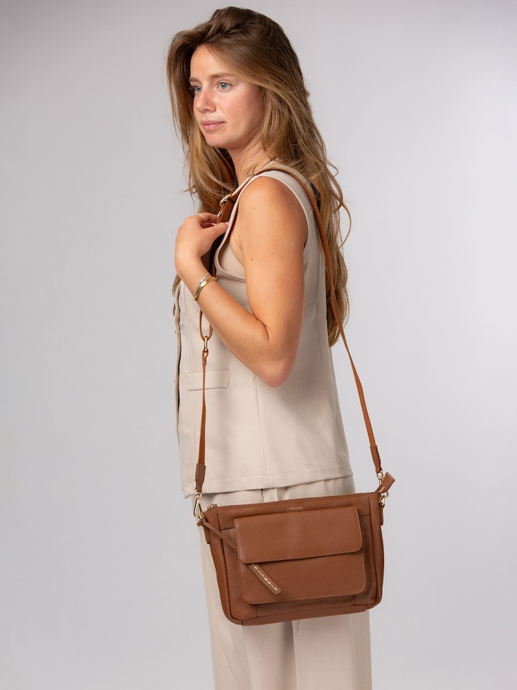 Cultured London Brown 'Orly' Leather Cross Body Bag - Image 6 of 6 Cultured London Brown 'Orly' Leather Cross Body Bag - Image 6 of 6