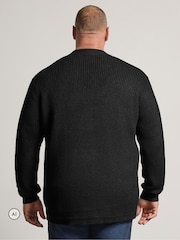 BadRhino Big & Tall Black Knitted Button Through Cardigan - Image 3 of 6