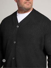 BadRhino Big & Tall Black Knitted Button Through Cardigan - Image 4 of 6
