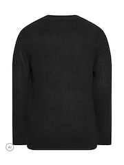 BadRhino Big & Tall Black Knitted Button Through Cardigan - Image 6 of 6