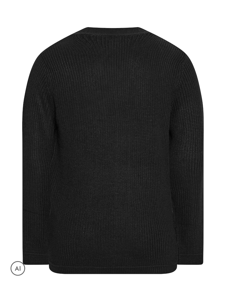 BadRhino Big & Tall Black Knitted Button Through Cardigan - Image 6 of 6