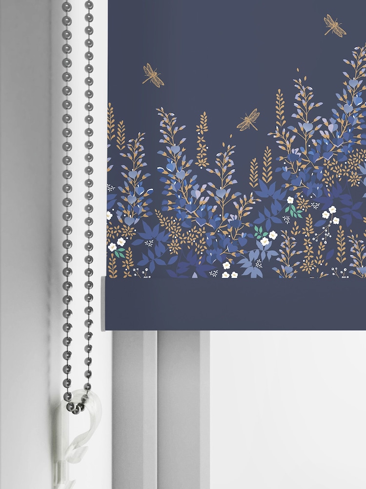 Sara Miller Navy Blue Wisteria Made to Measure Roller Blinds - Image 5 of 5 Sara Miller Navy Blue Wisteria Made to Measure Roller Blinds - Image 5 of 5