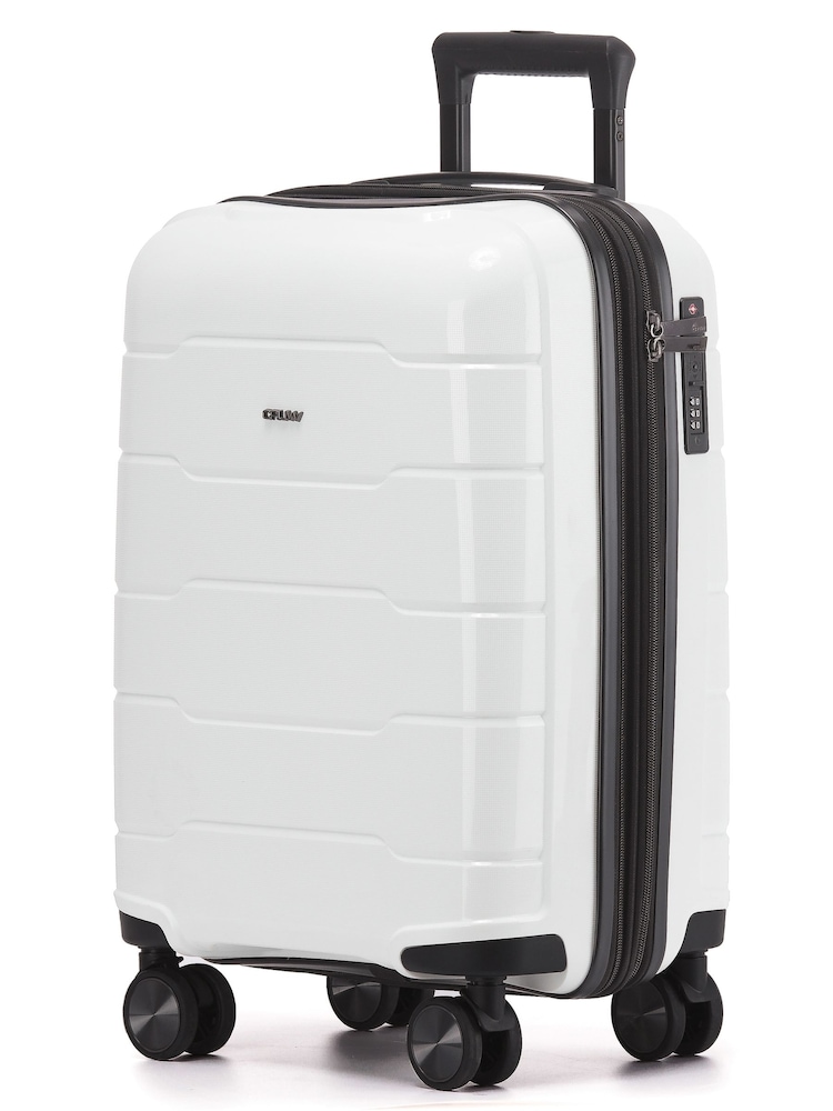 CRUW White Hand Luggage TSA Lock Silent Double Spinner Wheels Bag - Image 1 of 9 CRUW White Hand Luggage TSA Lock Silent Double Spinner Wheels Bag - Image 1 of 9