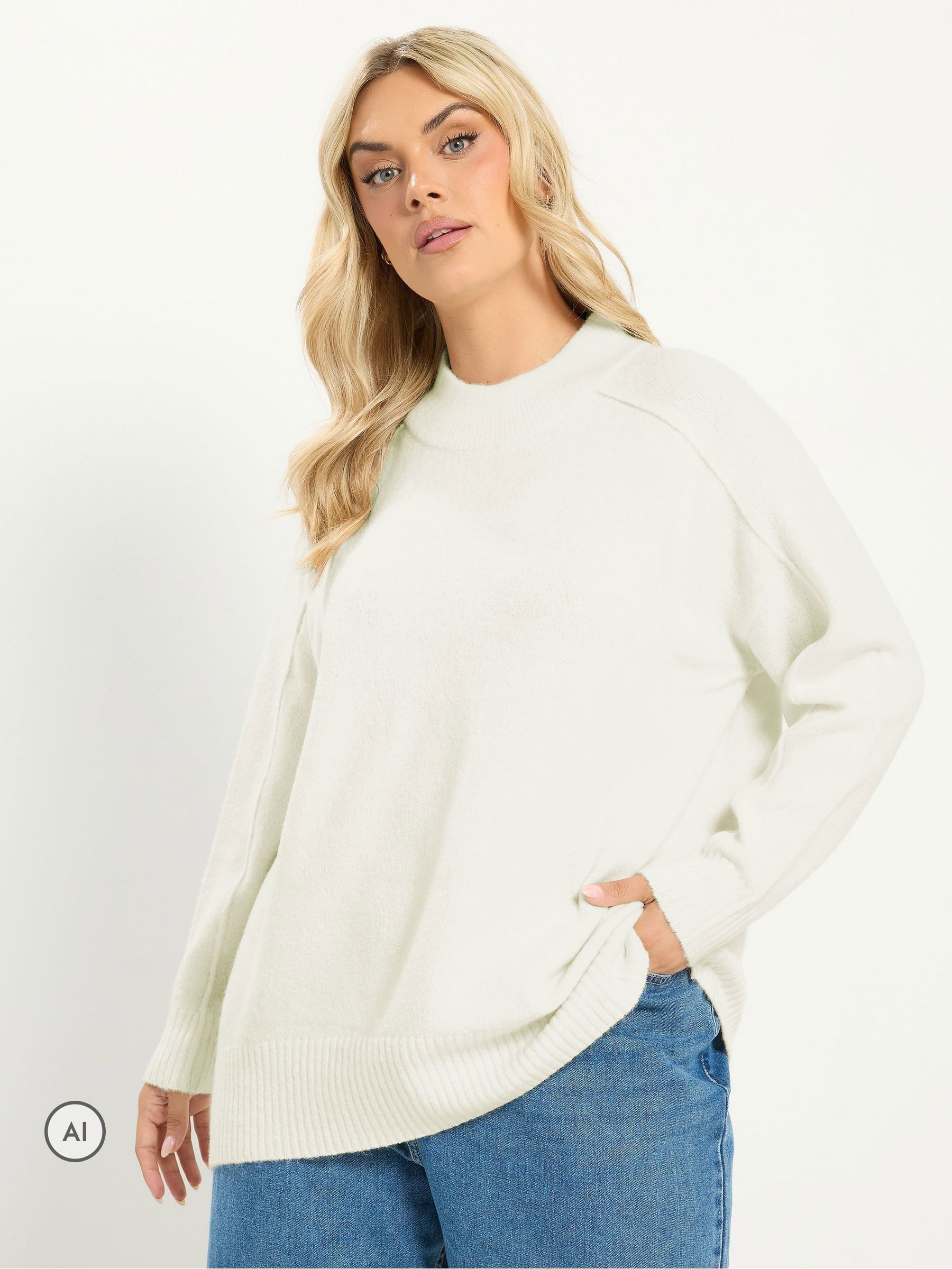 Yours Women's White Turtle Neck Jumper In | : 30/32 - Image 2