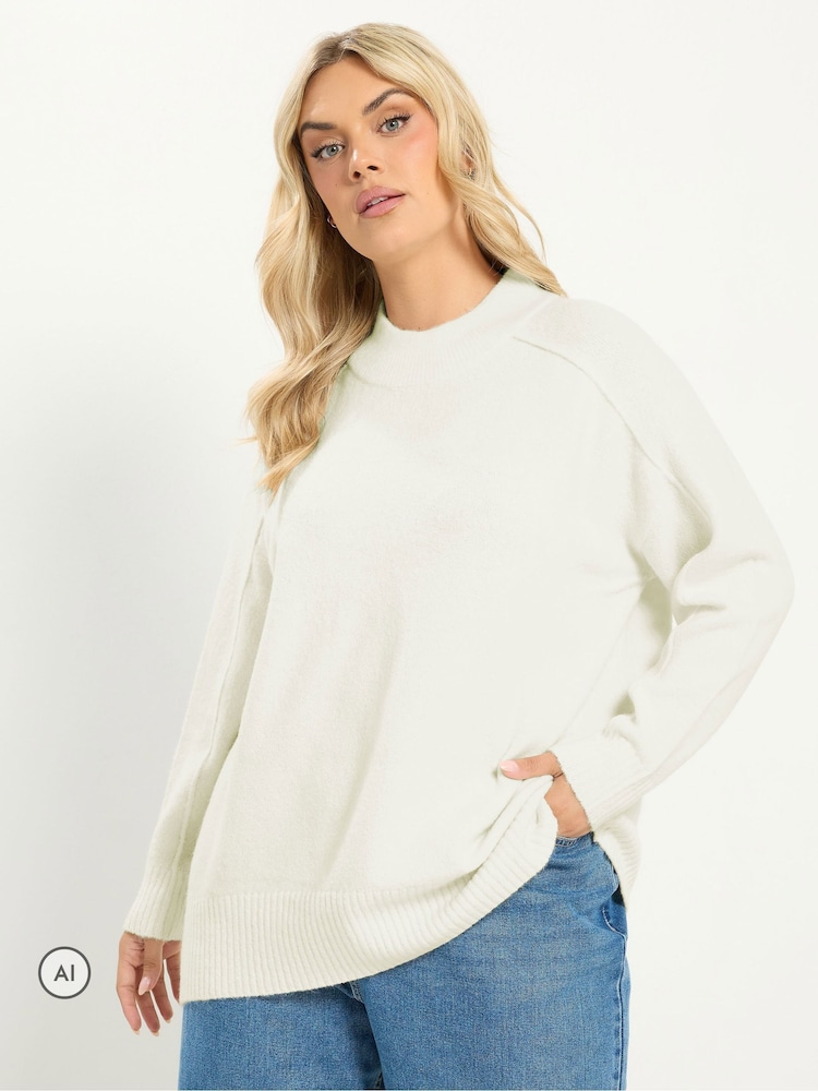 Yours Curve Cream Turtle Neck Jumper - Image 1 of 6 Yours Curve Cream Turtle Neck Jumper - Image 1 of 6