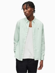 AllSaints Green Hawthorne Long Sleeved Shirt - Image 1 of 5