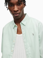 AllSaints Green Hawthorne Long Sleeved Shirt - Image 4 of 5