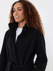 Threadbare Black Funnel Neck Belted Longline Jacket - Image 4 of 4