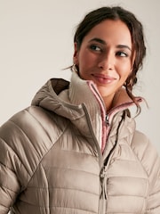 Joules Bramley Silver Tone Showerproof Packable Padded Coat - Image 4 of 9