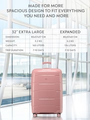CRUW Pink Extra 32" Checked Luggage + Expandable Hold Baggage Polypropylene Suitcase - Image 3 of 8