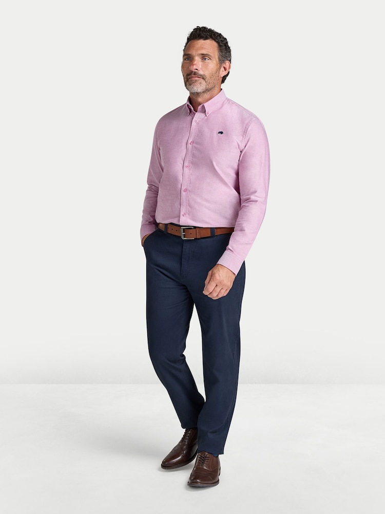 Raging Bull Pink Long Sleeve Classic Oxford Shirt - Image 1 of 4 Raging Bull Pink Long Sleeve Classic Oxford Shirt - Image 1 of 4