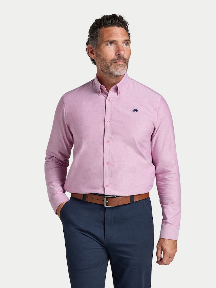 Raging Bull Pink Long Sleeve Classic Oxford Shirt - Image 2 of 4 Raging Bull Pink Long Sleeve Classic Oxford Shirt - Image 2 of 4