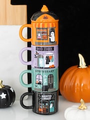 Something Different Black Spooky Street Stacking Mug Set - Image 1 of 1