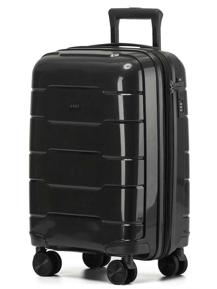CRUW Black Hand Luggage TSA Lock Silent Double Spinner Wheels Bag - Image 1 of 9 CRUW Black Hand Luggage TSA Lock Silent Double Spinner Wheels Bag - Image 1 of 9