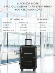 CRUW Black 24" Checked Luggage + Expandable Hold Bag Polypropylene Suitcase - Image 3 of 8