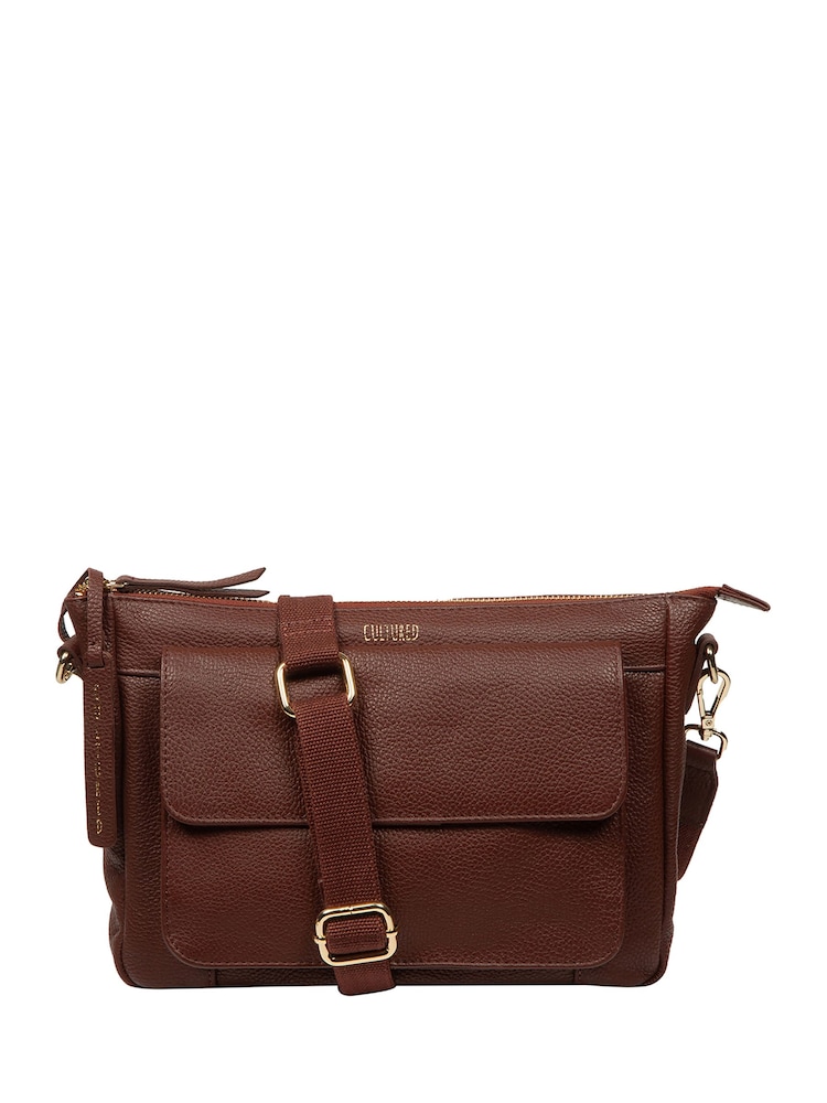 Cultured London Brown Orly Leather Cross-Body Bag - Image 2 of 6 Cultured London Brown Orly Leather Cross-Body Bag - Image 2 of 6