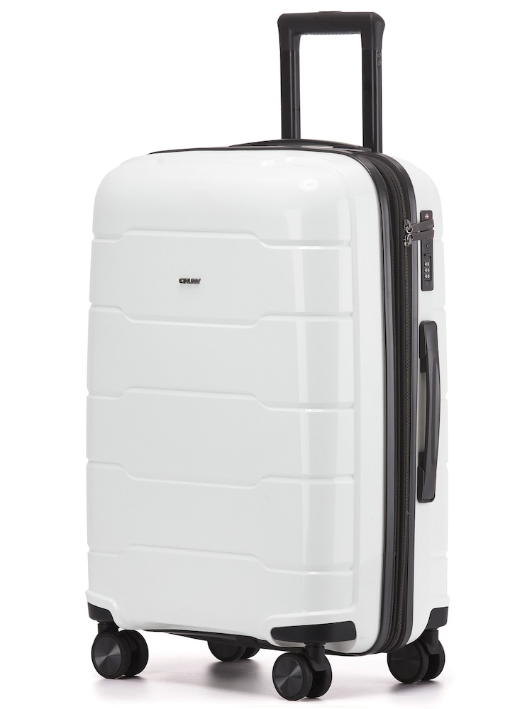 CRUW White 24" Checked Luggage + Expandable Hold Bag Polypropylene Suitcase - Image 1 of 8 CRUW White 24" Checked Luggage + Expandable Hold Bag Polypropylene Suitcase - Image 1 of 8
