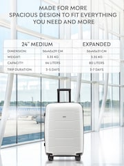 CRUW White 24" Checked Luggage + Expandable Hold Bag Polypropylene Suitcase - Image 3 of 8