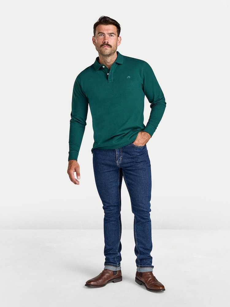 Raging Bull Green L/S Classic Pique Polo Shirt - Image 1 of 5