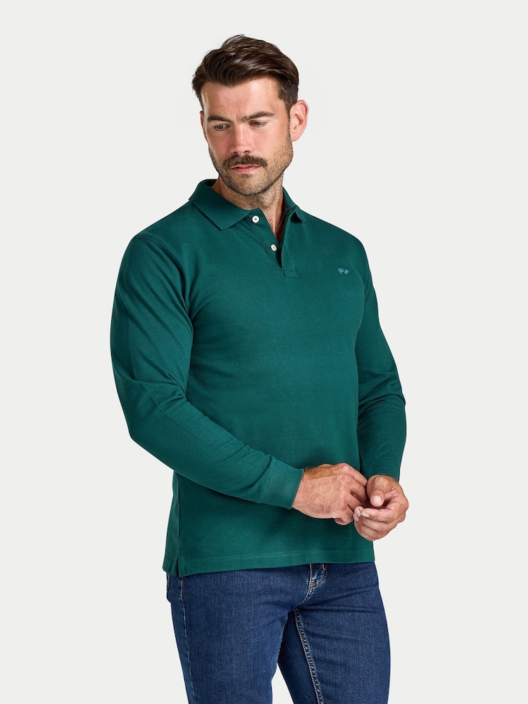 Raging Bull Green L/S Classic Pique Polo Shirt - Image 2 of 5