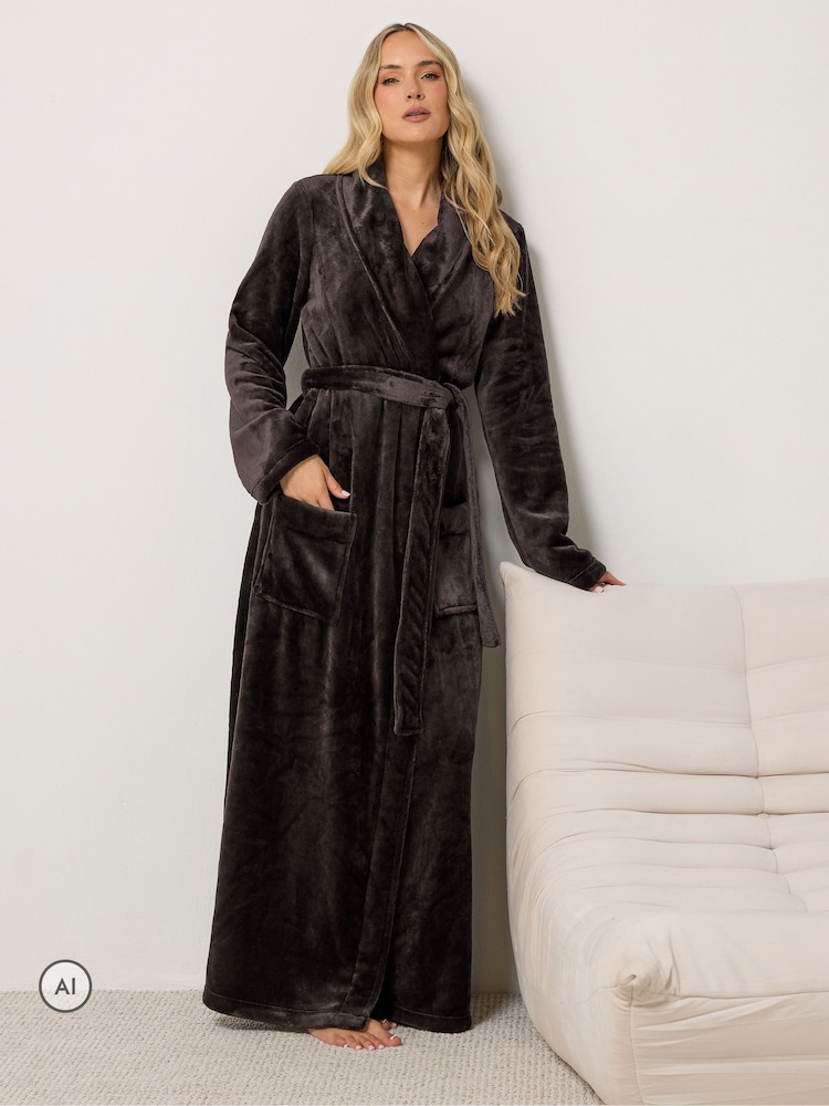 Long Tall Sally Brown Super Luxe Maxi Dressing Gown - Image 2 of 7 Long Tall Sally Brown Super Luxe Maxi Dressing Gown - Image 2 of 7