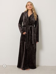 Long Tall Sally Brown Super Luxe Maxi Dressing Gown - Image 3 of 7