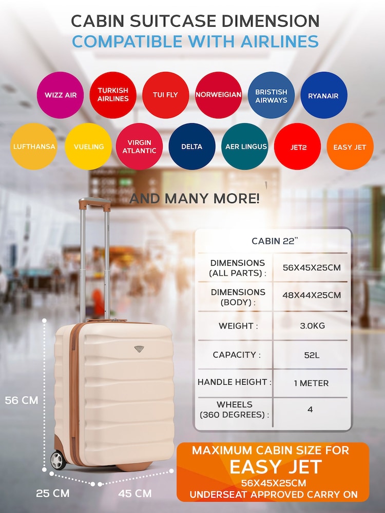 Flight Knight 56x45x25cm EasyJet Overhead 2 Wheel ABS Hard Case Cabin Carry On Hand Luggage - Image 9 of 9