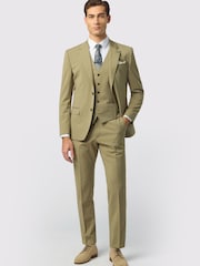 Ted Baker Tailoring Khaki Green Slim Fit Olive Panama Blazer - Image 2 of 4