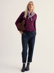 Seasalt Cornwall Purple Easel Cotton Long Sleeve Top - Image 2 of 5