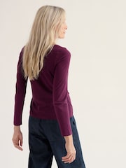 Seasalt Cornwall Purple Easel Cotton Long Sleeve Top - Image 3 of 5