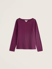 Seasalt Cornwall Purple Easel Cotton Long Sleeve Top - Image 4 of 5