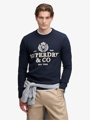 Superdry Blue Applique Graphic Jumper - Image 1 of 5