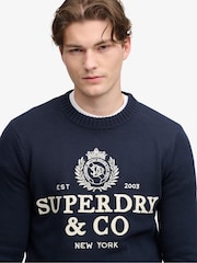 Superdry Blue Applique Graphic Jumper - Image 4 of 5