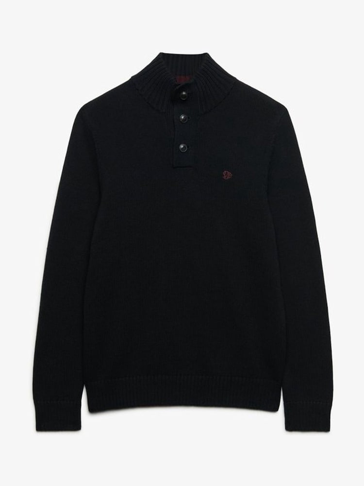 Qara - Superdry Pambıq Düyməli Henley Cemper - 2şəkildən 1 şəkil