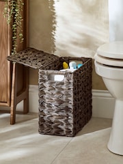 Dark Natural Plastic Wicker Storage Basket - Image 1 of 7