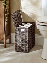 Dark Natural Plastic Wicker Storage Basket - Image 2 of 7