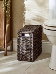 Dark Natural Plastic Wicker Storage Basket - Image 3 of 7
