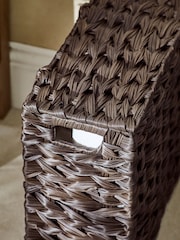 Dark Natural Plastic Wicker Storage Basket - Image 4 of 7