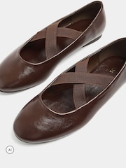 Long Tall Sally Brown Cross Over Elasticated Ballerina Pumps In Standard Fit - Image 5 of 5