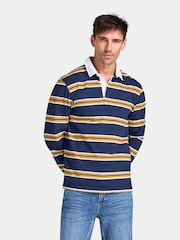 Raging Bull Blue Long Sleeve Tri Colour Stripe Rugby Shirt - Image 2 of 5