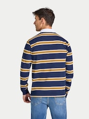 Raging Bull Blue Long Sleeve Tri Colour Stripe Rugby Shirt - Image 3 of 5