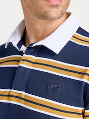 Raging Bull Blue Long Sleeve Tri Colour Stripe Rugby Shirt - Image 5 of 5