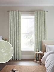 Laura Ashley Moss Green Pussy Willow Made to Measure 100% Cotton Curtains - Image 1 of 9