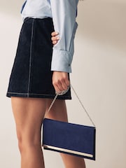 Navy Clutch Bag With Detachable Cross-Body Chain - Image 3 of 9