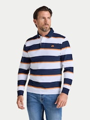 Raging Bull Orange Long Sleeve Multi Stripe Rugby Shirt - Image 2 of 5