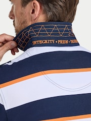 Raging Bull Orange Long Sleeve Multi Stripe Rugby Shirt - Image 4 of 5