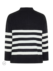 Yours Curve Black Stripe Quarter Zip Jumper - Image 7 of 7