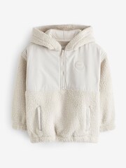 Abercrombie & Fitch Cream Cosy Borg Fleece Sherpa Hoodie - Image 3 of 6